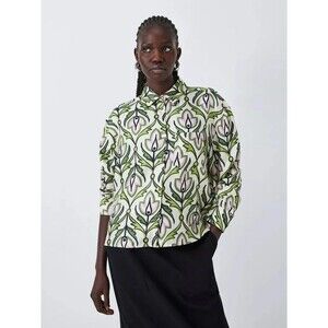 Max Mara Weekend Printed Silk Twill Shirt Floral Print 100% Silk Women's 12 $338